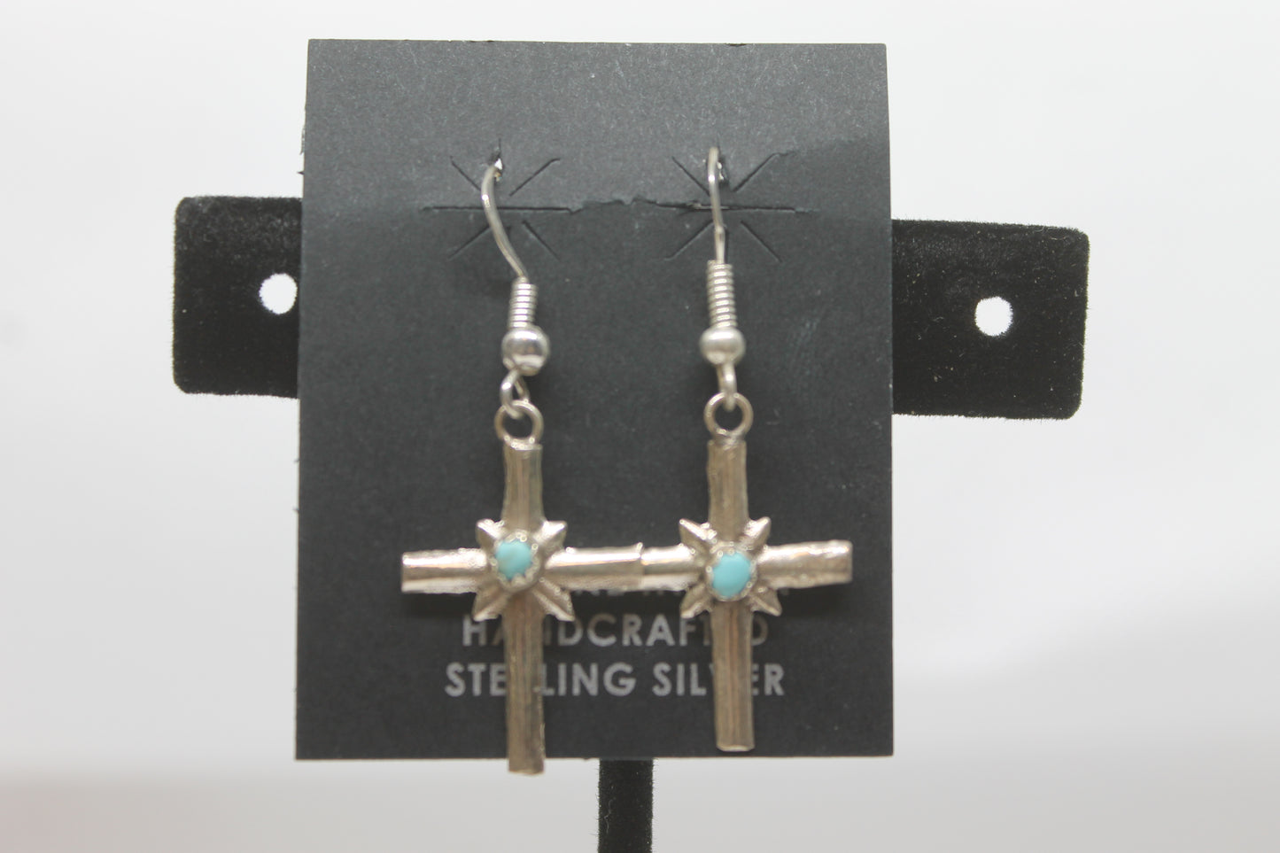 Silver dangle cross earrings