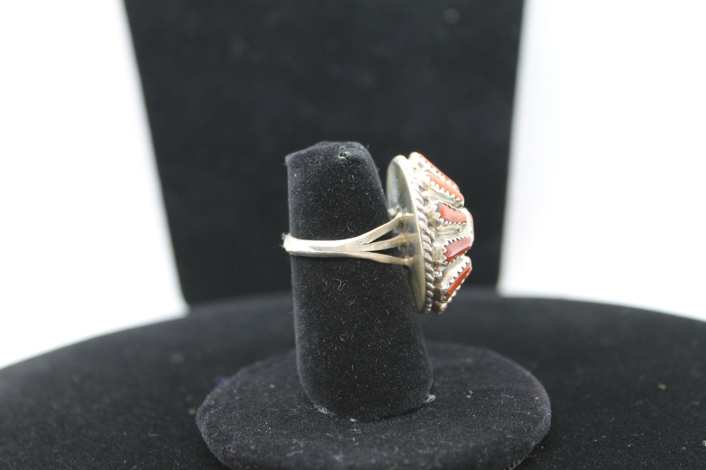 Sterling silver coral ring