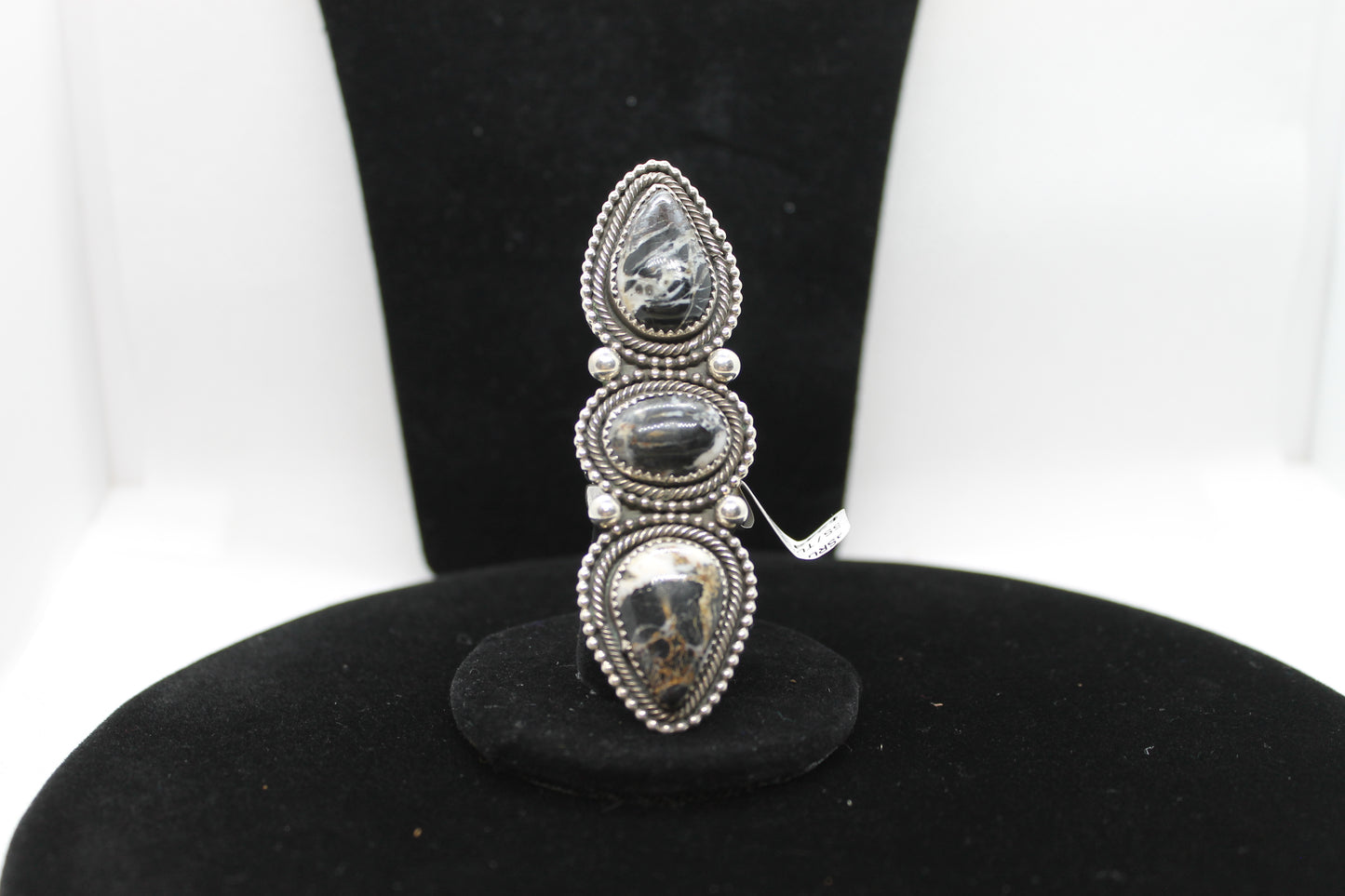 Sterling silver black agate ring