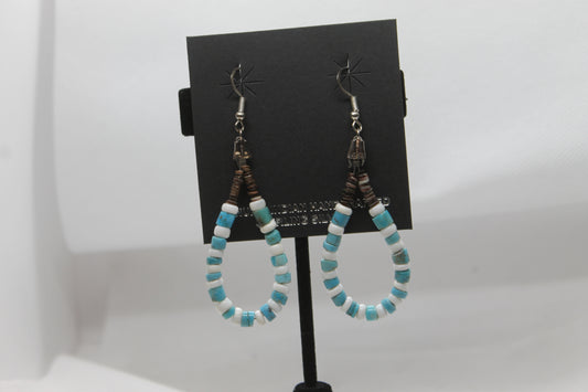 Turquoise/shell/heishi dangle earrings