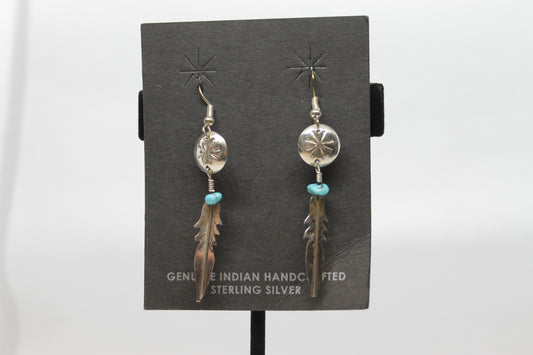 Sterling silver/turquoise feather earrings