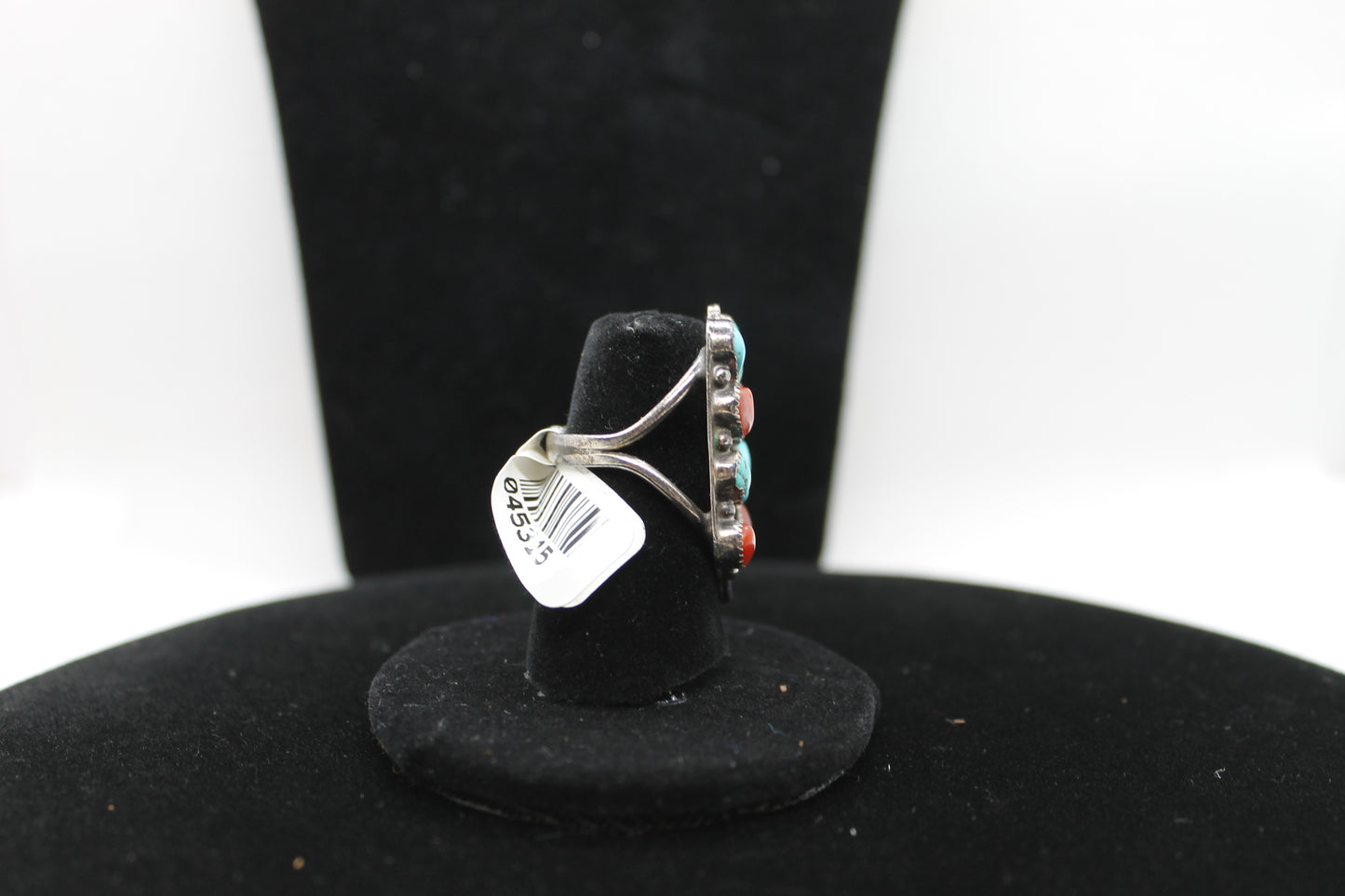 Sterling silver turquoise coral ring