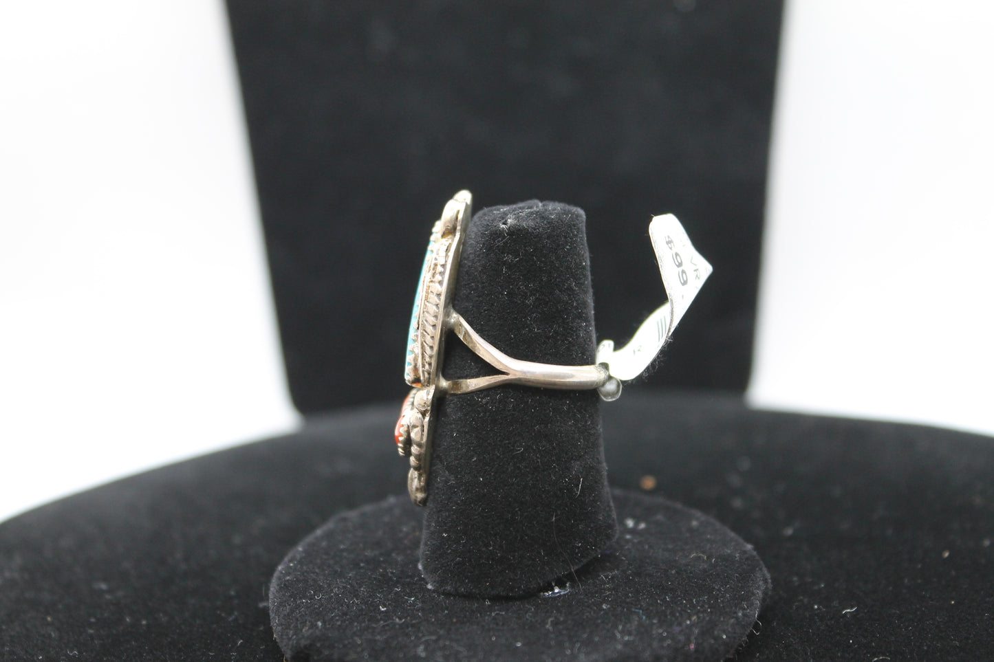 Sterling silver turquoise coral ring