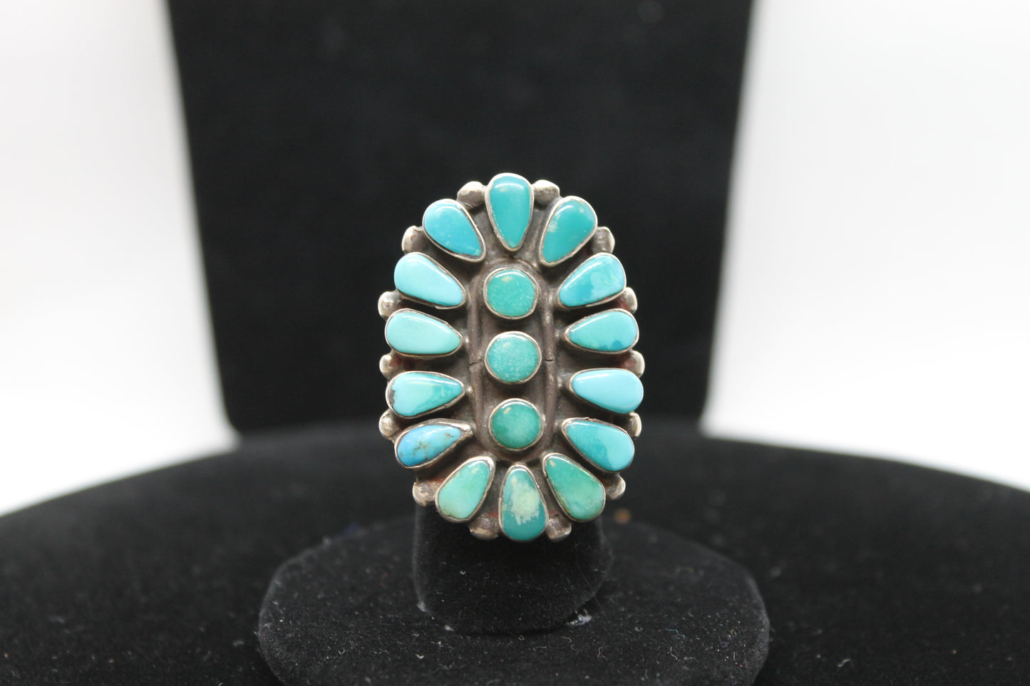 Sterling silver turquoise cluster ring