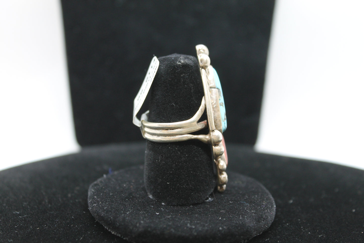 Sterling silver turquoise coral ring