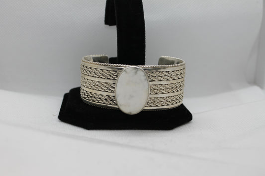 Sterling silver white buffalo turquoise bracelet