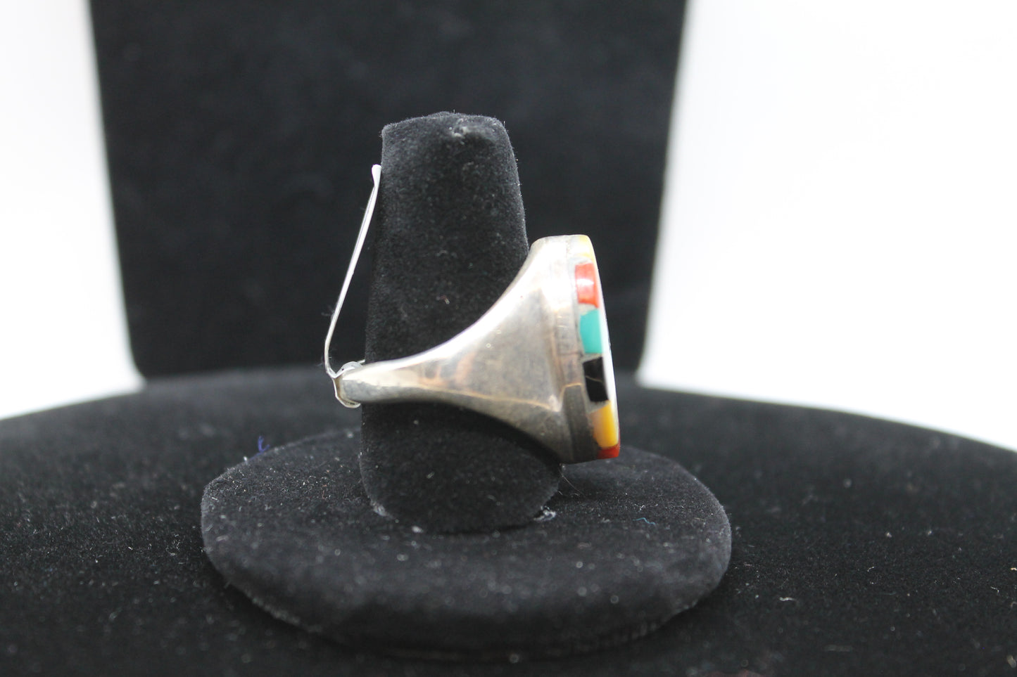 Sterling silver multi stone inlay ring