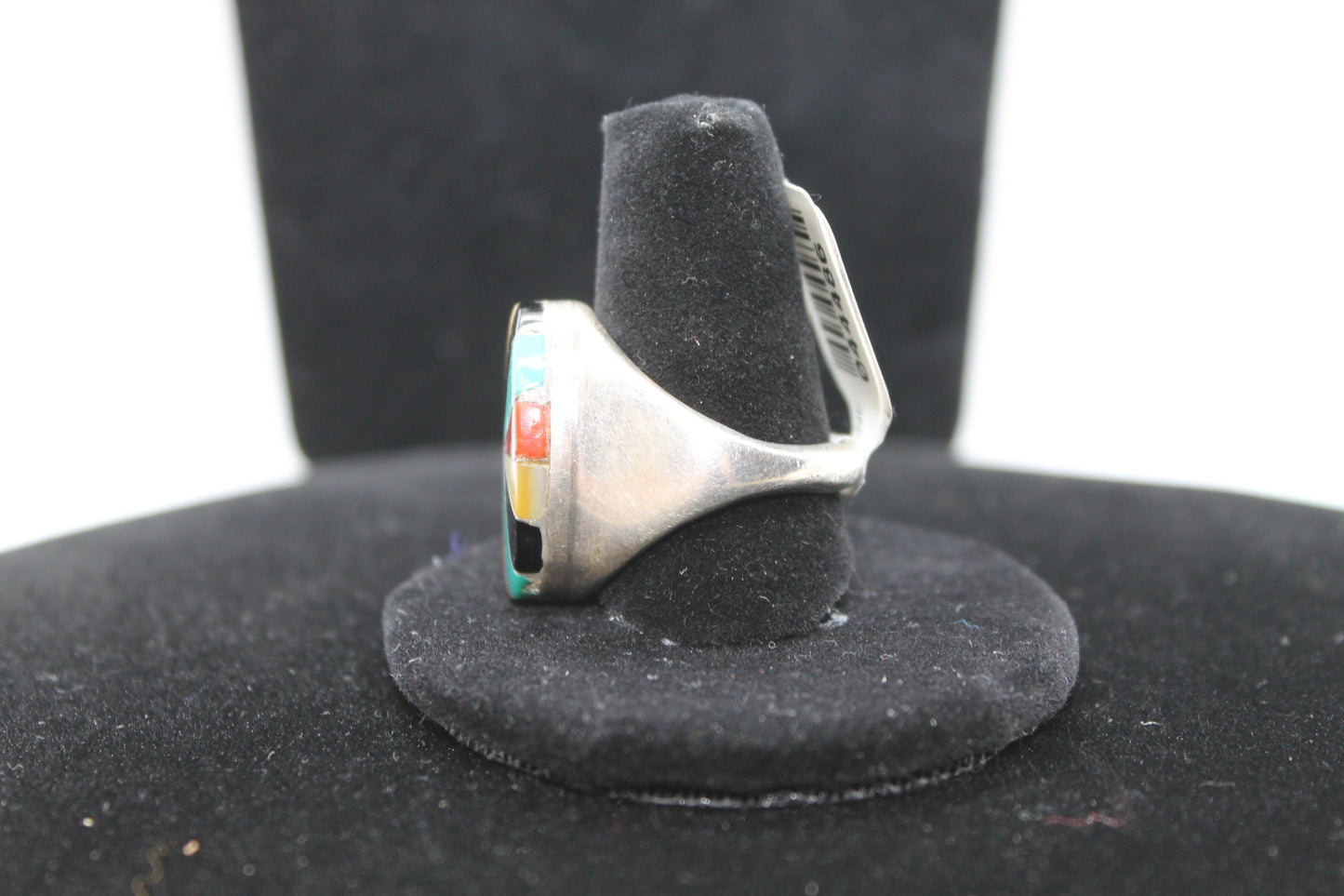 Sterling silver multi stone inlay ring